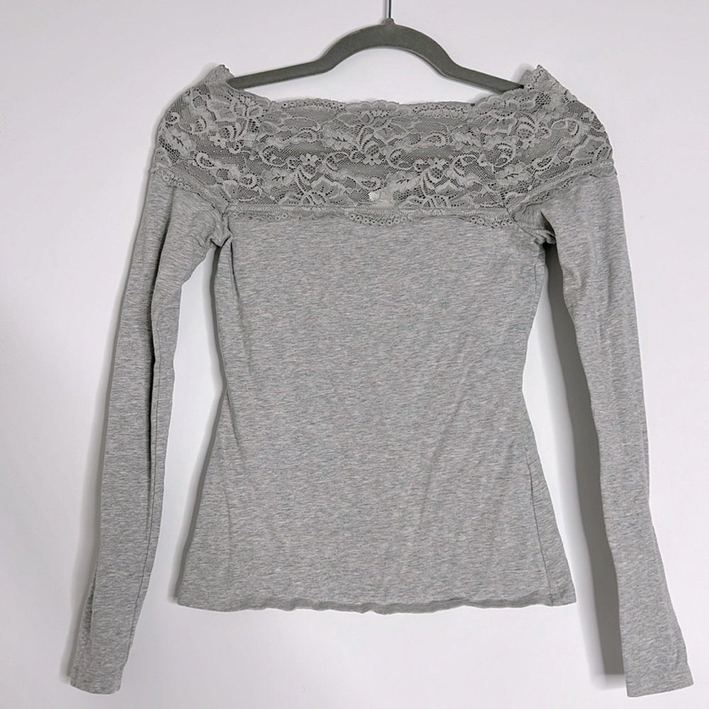 H&M gray long sleeve Women’s top Size XS lace top